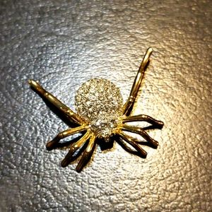 Rhinestone Spider Brooch